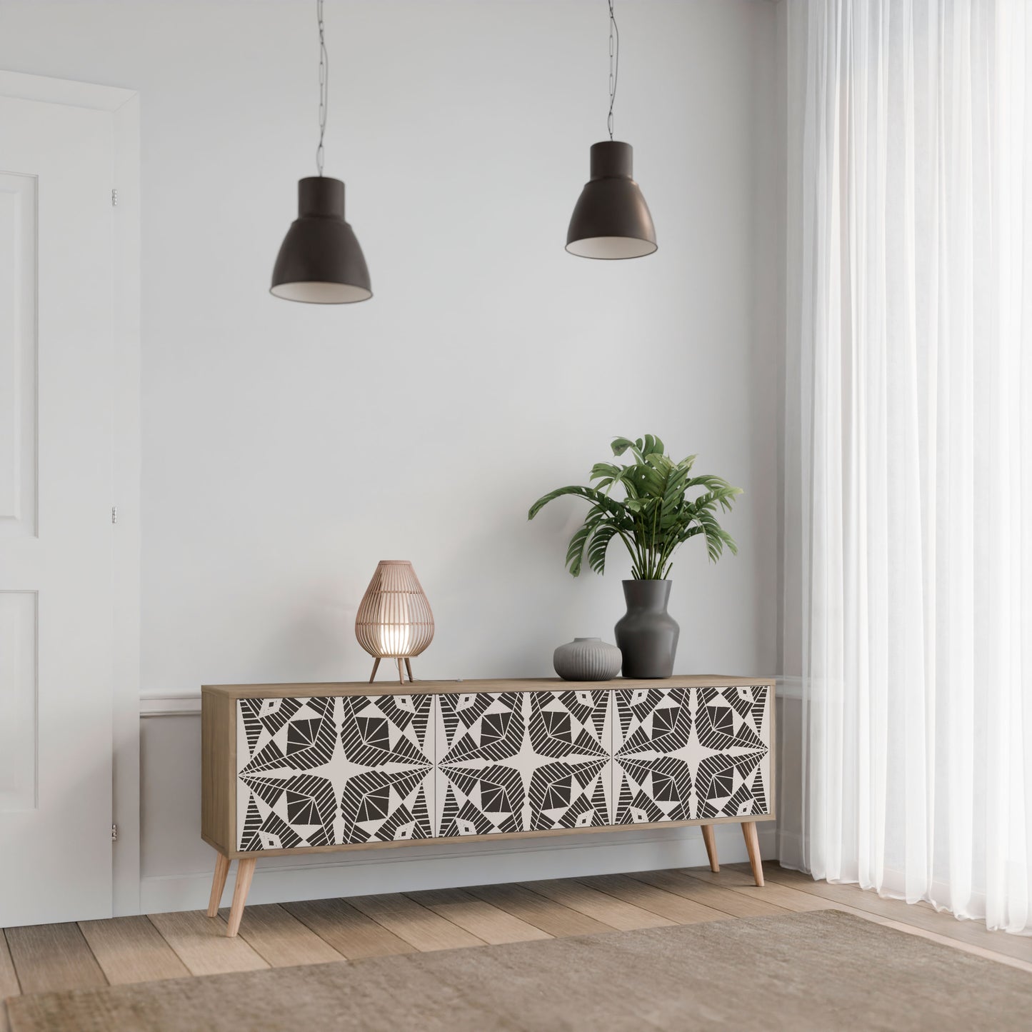 Mobile TV MONOCHROME NEXUS a 3 ante effetto rovere