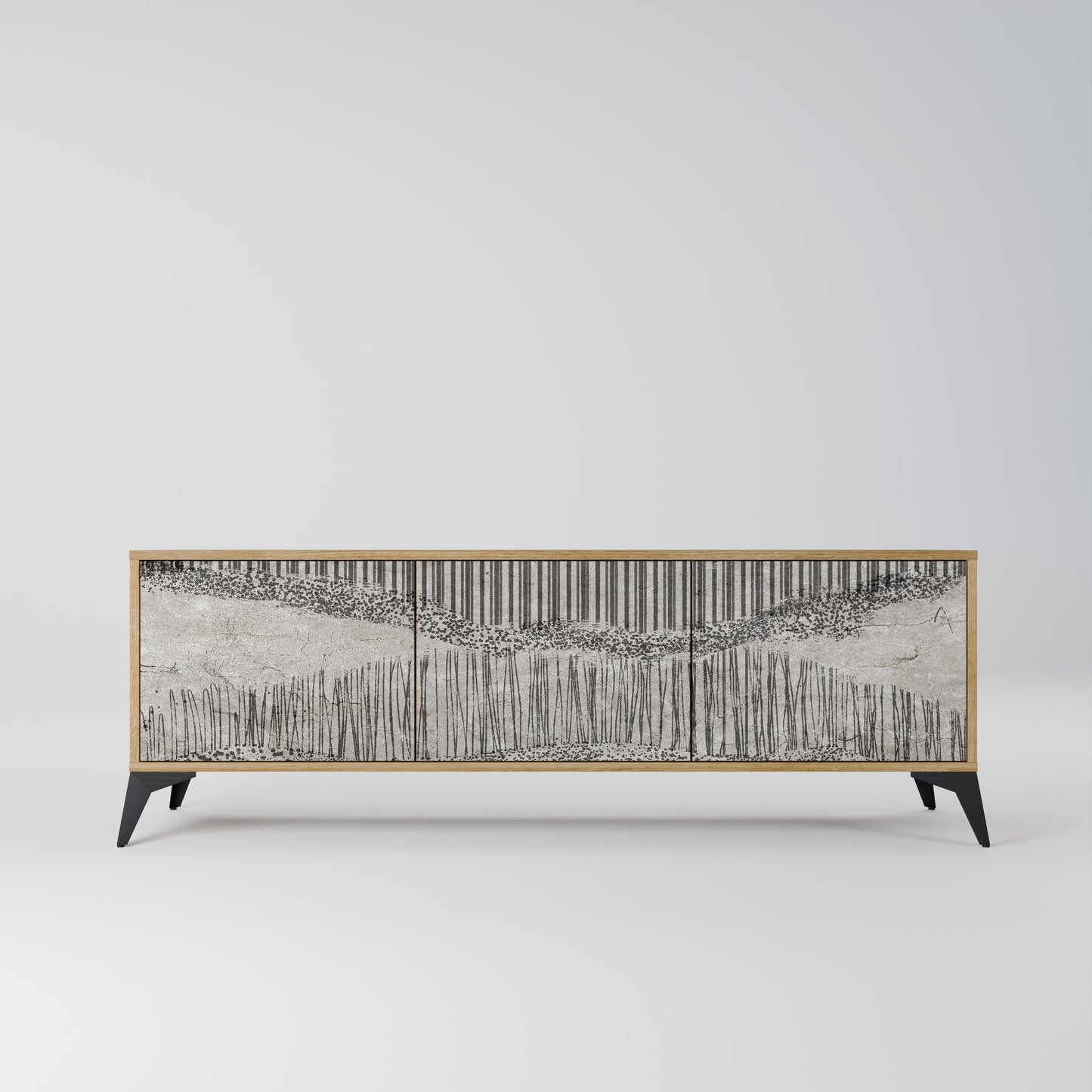 Mobile TV a 3 ante GRAIN LINES in effetto rovere