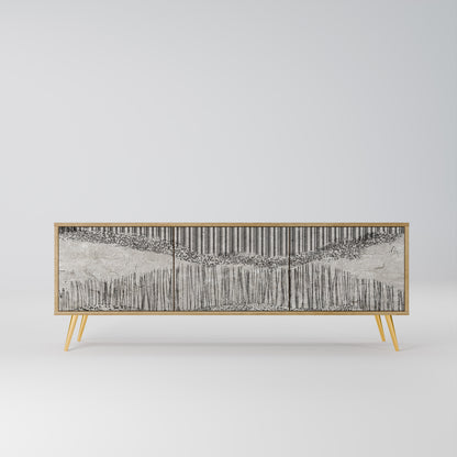 Mobile TV a 3 ante GRAIN LINES in effetto rovere