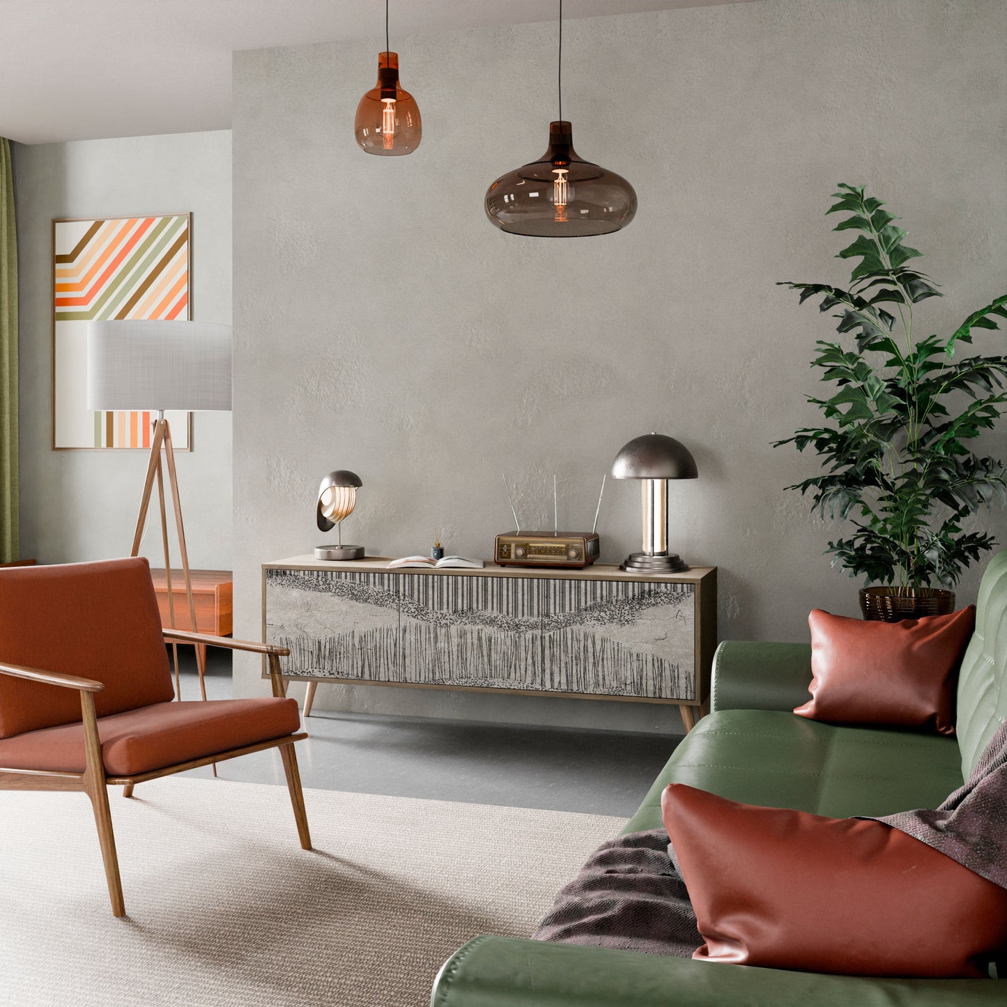 Mobile TV a 3 ante GRAIN LINES in effetto rovere