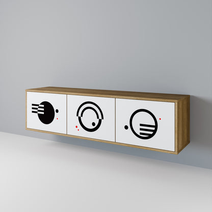Mobile TV a 3 ante con combinazione bianco e nero effetto rovere