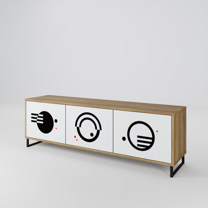 Mobile TV a 3 ante con combinazione bianco e nero effetto rovere