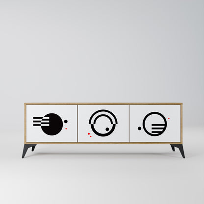 Mobile TV a 3 ante con combinazione bianco e nero effetto rovere