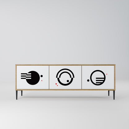 Mobile TV a 3 ante con combinazione bianco e nero effetto rovere