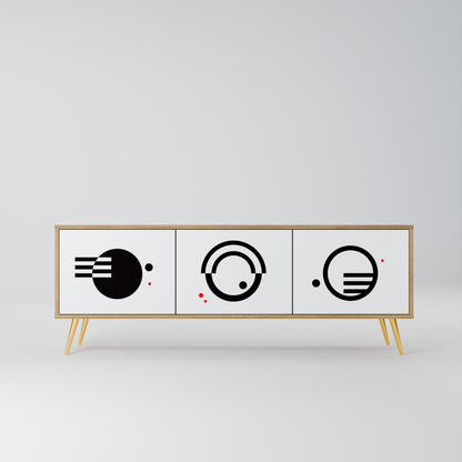 Mobile TV a 3 ante con combinazione bianco e nero effetto rovere