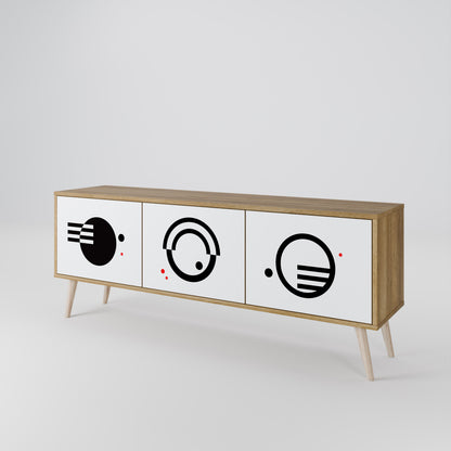 Mobile TV a 3 ante con combinazione bianco e nero effetto rovere