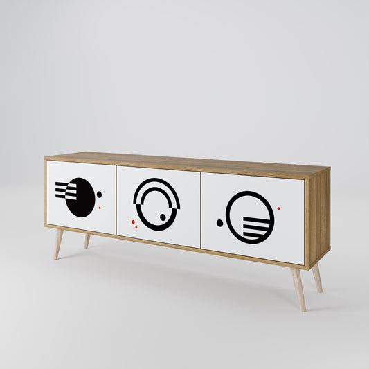 Mobile TV a 3 ante con combinazione bianco e nero effetto rovere