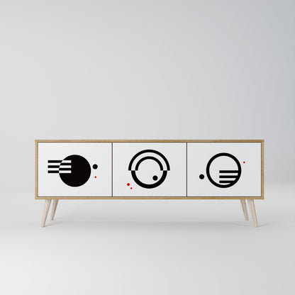 Mobile TV a 3 ante con combinazione bianco e nero effetto rovere