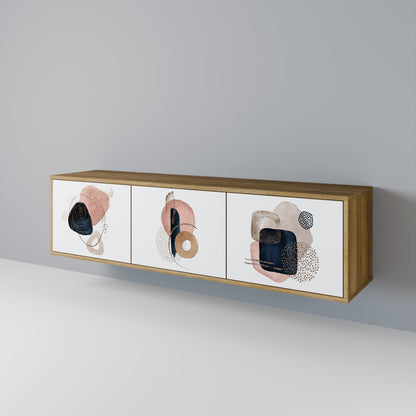 Mobile TV a 3 ante COLORFUL SHAPES in effetto rovere