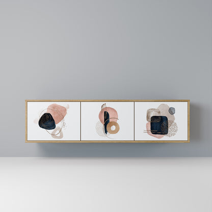 Mobile TV a 3 ante COLORFUL SHAPES in effetto rovere