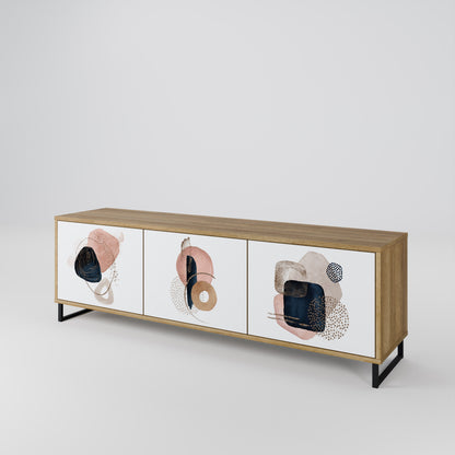 Mobile TV a 3 ante COLORFUL SHAPES in effetto rovere