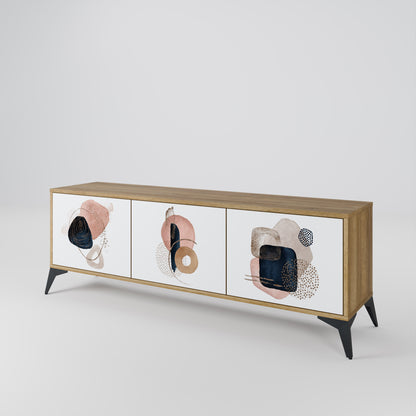 Mobile TV a 3 ante COLORFUL SHAPES in effetto rovere