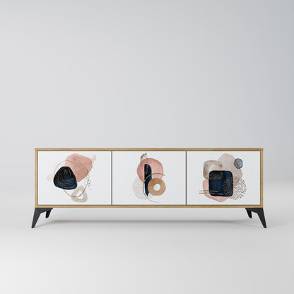 Mobile TV a 3 ante COLORFUL SHAPES in effetto rovere