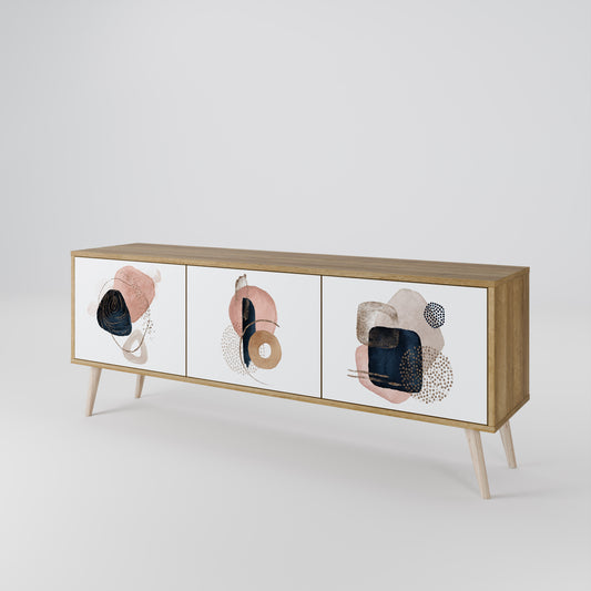 Mobile TV a 3 ante COLORFUL SHAPES in effetto rovere