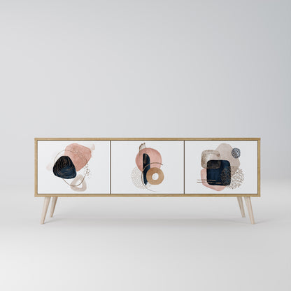 Mobile TV a 3 ante COLORFUL SHAPES in effetto rovere