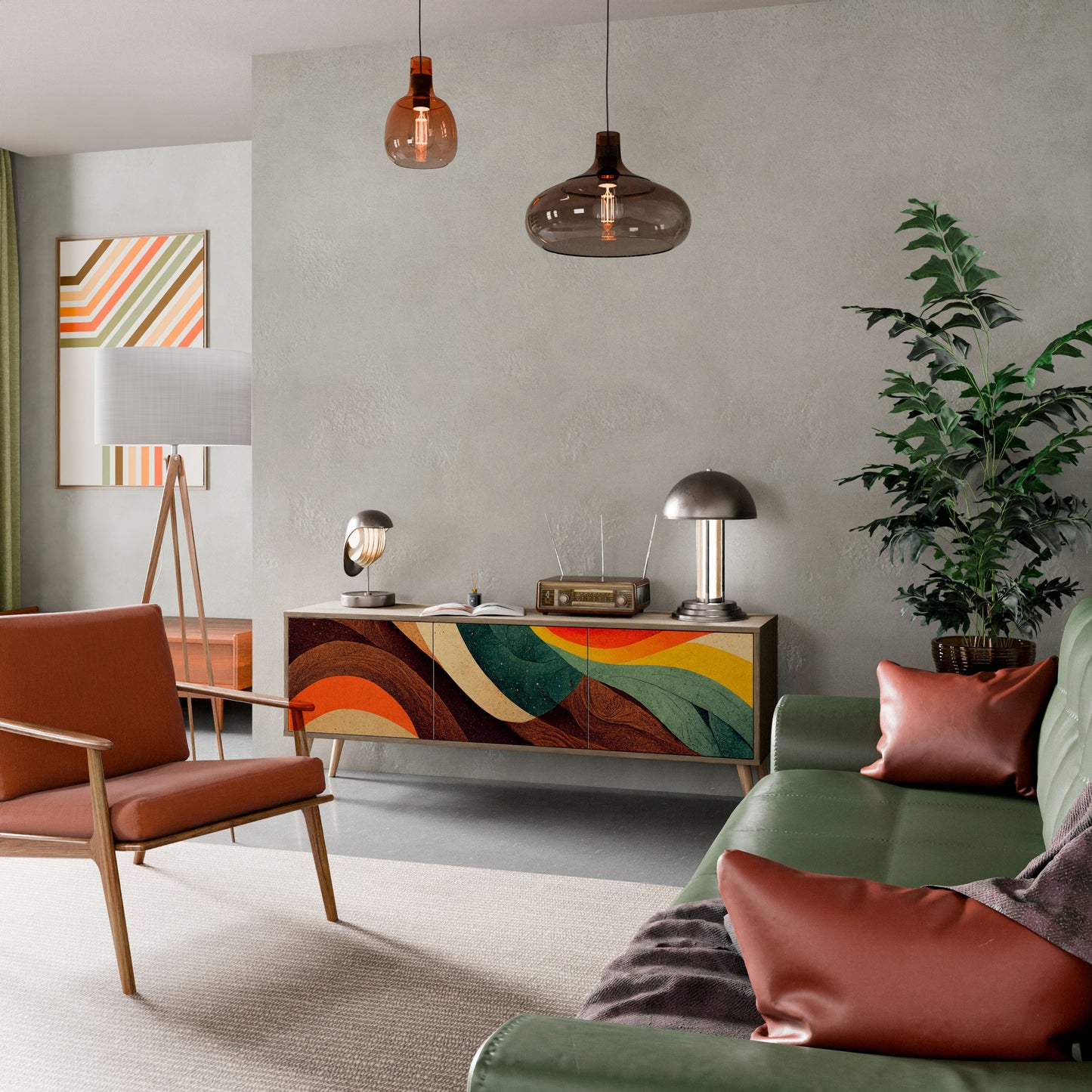 Mobile TV a 3 ante COLORFUL STRANDS in effetto rovere