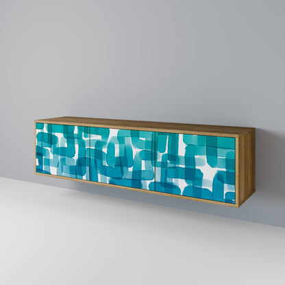 Mobile TV TURQUOISE RECTANGLES a 3 ante effetto rovere