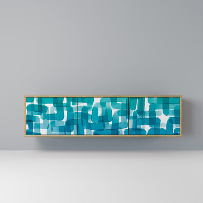 Mobile TV TURQUOISE RECTANGLES a 3 ante effetto rovere