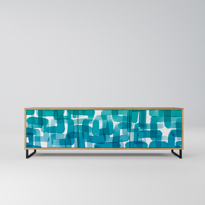 Mobile TV TURQUOISE RECTANGLES a 3 ante effetto rovere