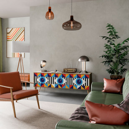 ASTRAZIONE E GEOMETRIA Mobile TV a 3 ante in effetto rovere