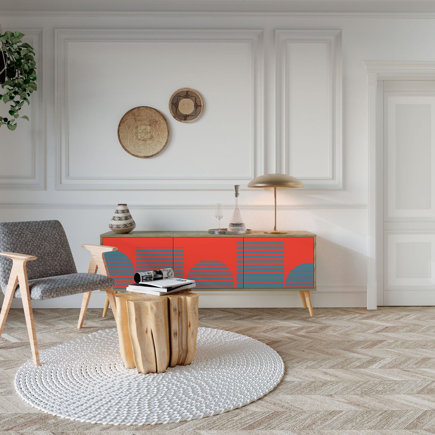 Mobile TV a 3 ante RISING GEOMETRY STARS in effetto rovere