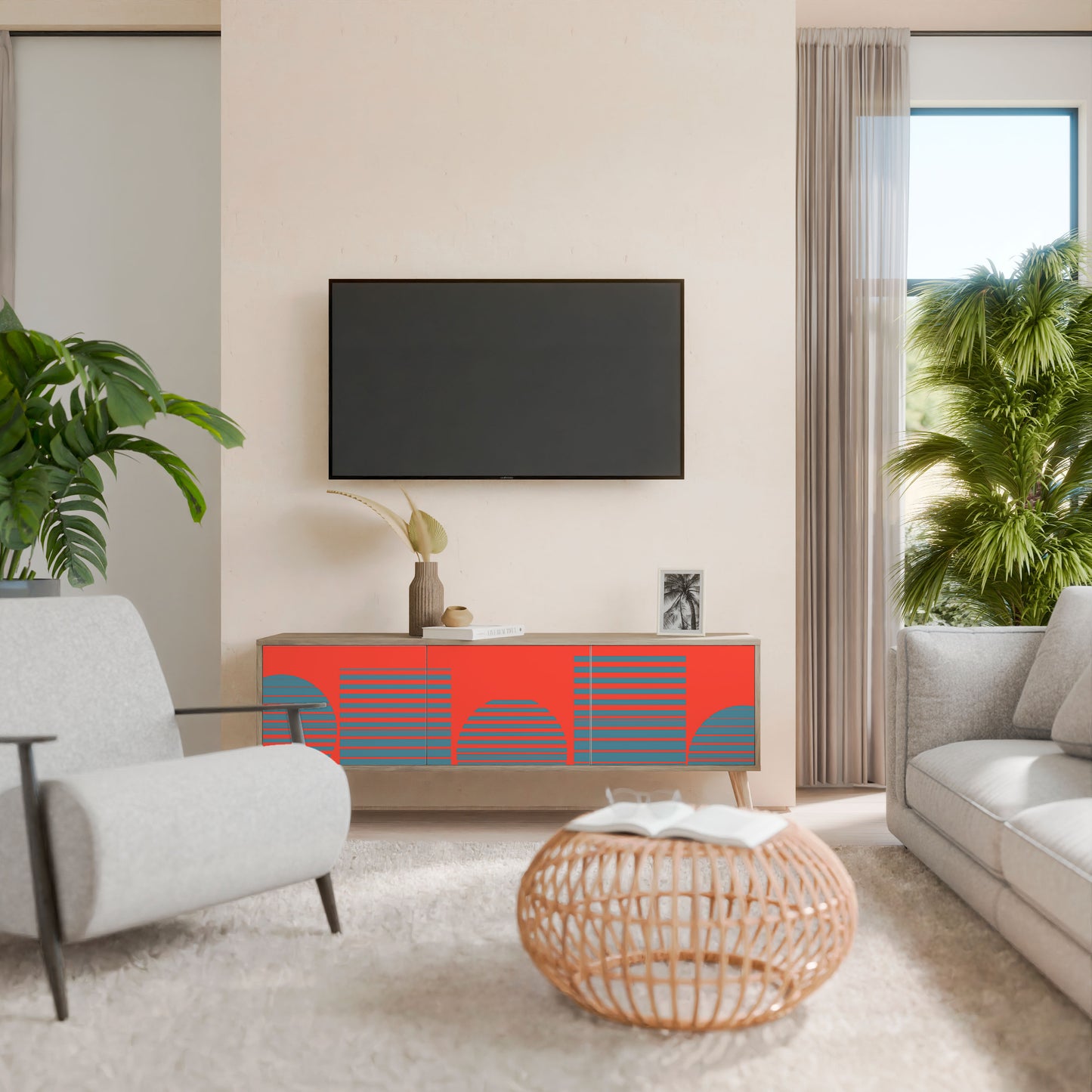 Mobile TV a 3 ante RISING GEOMETRY STARS in effetto rovere