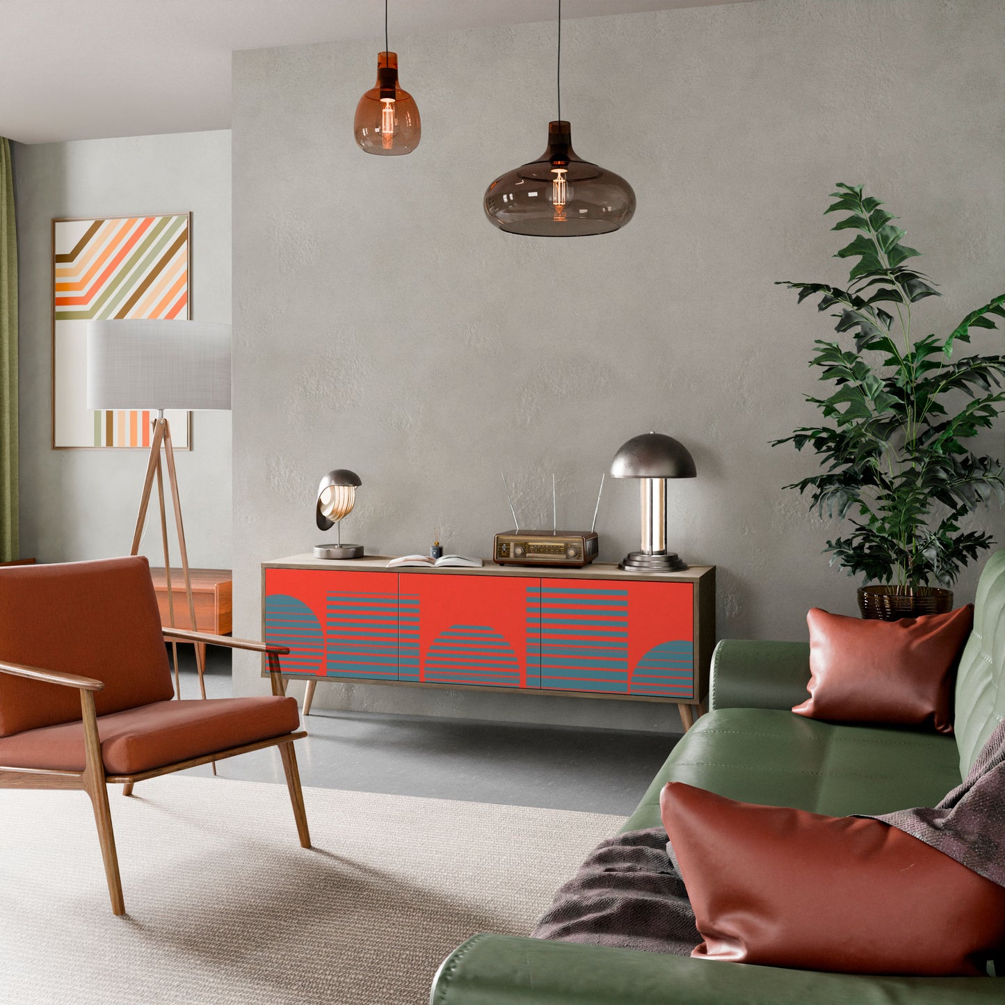 Mobile TV a 3 ante RISING GEOMETRY STARS in effetto rovere