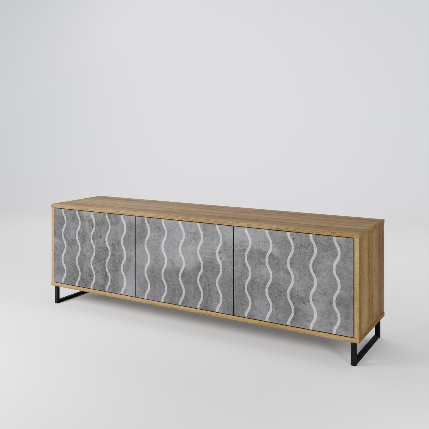 Mobile TV WAVES OF CONCRETE a 3 ante in effetto rovere