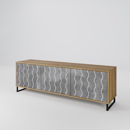 Mobile TV WAVES OF CONCRETE a 3 ante in effetto rovere