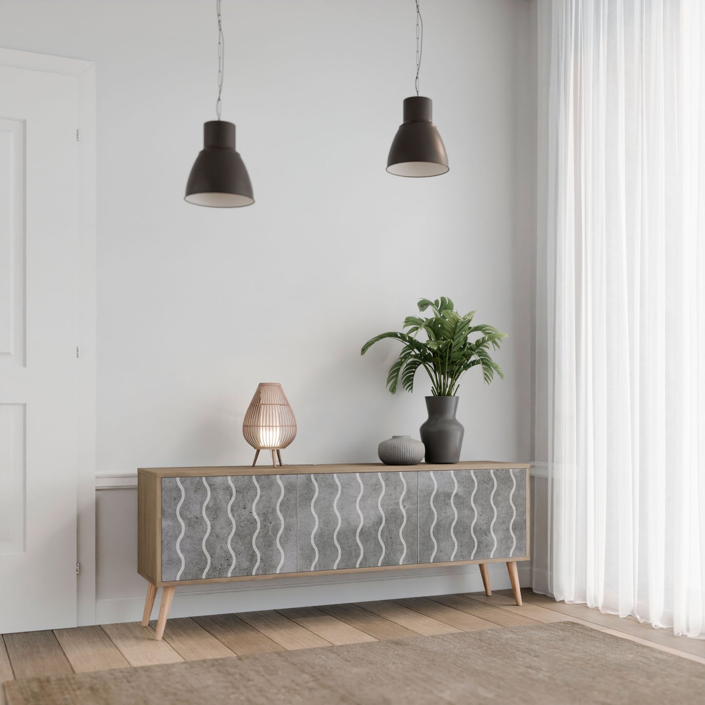 WAVES OF CONCRETE Mobile TV a 3 Ante in Effetto Rovere