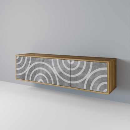 Mobile TV CIRCLE CONCRETE a 3 ante in effetto rovere