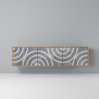 Mobile TV CIRCLE CONCRETE a 3 ante in effetto rovere