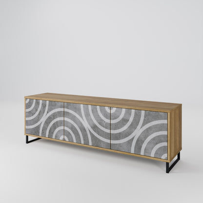 Mobile TV CIRCLE CONCRETE a 3 ante in effetto rovere