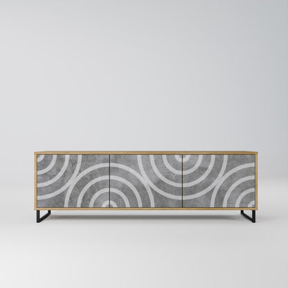 Mobile TV CIRCLE CONCRETE a 3 ante in effetto rovere