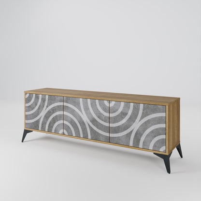 Mobile TV CIRCLE CONCRETE a 3 ante in effetto rovere