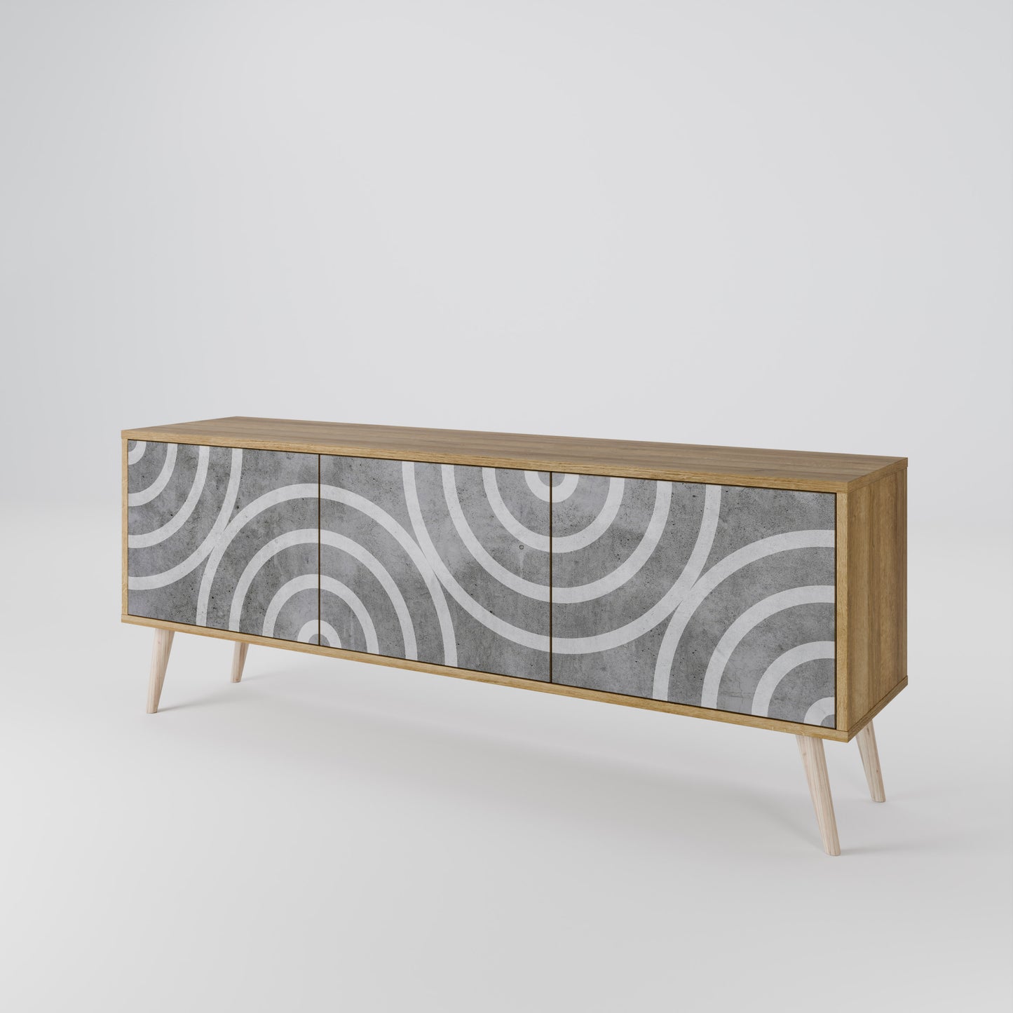 CIRCLE CONCRETE Mobile TV a 3 Ante in Effetto Rovere