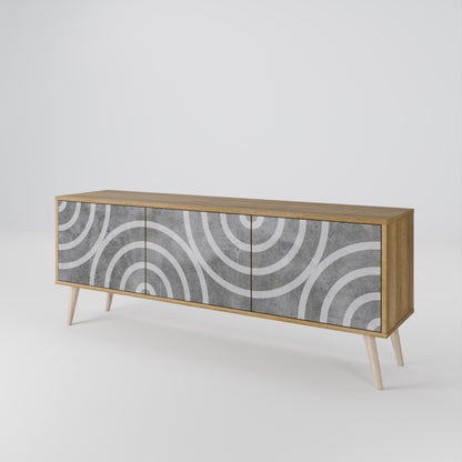 CIRCLE CONCRETE Mobile TV a 3 Ante in Effetto Rovere