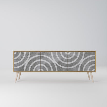 Mobile TV CIRCLE CONCRETE a 3 ante in effetto rovere