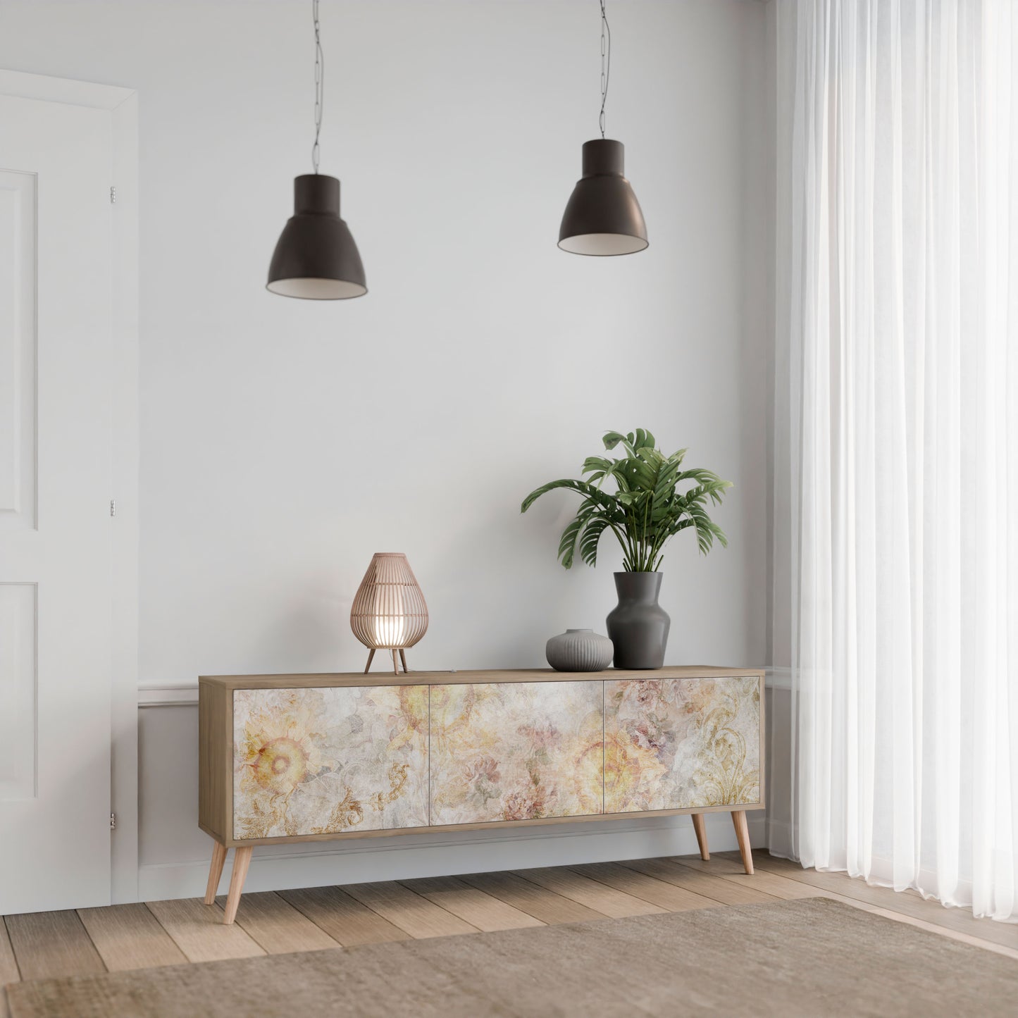 SUNFLOWER BLUR Mobile TV a 3 Ante in Effetto Rovere