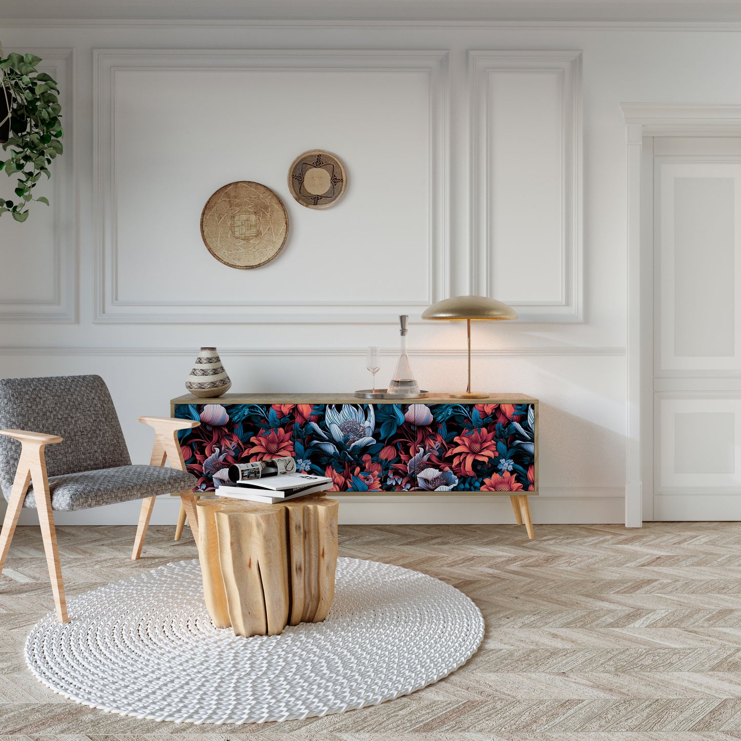 ETHEREAL BLOSSOMS Mobile TV a 3 Ante in Effetto Rovere