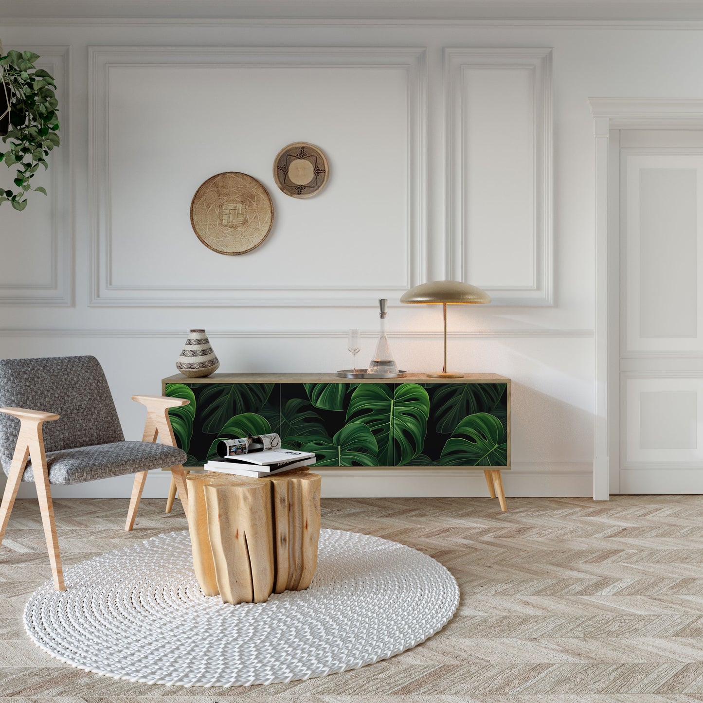 INFINITE MONSTERA Mobile TV a 3 Ante in Effetto Rovere