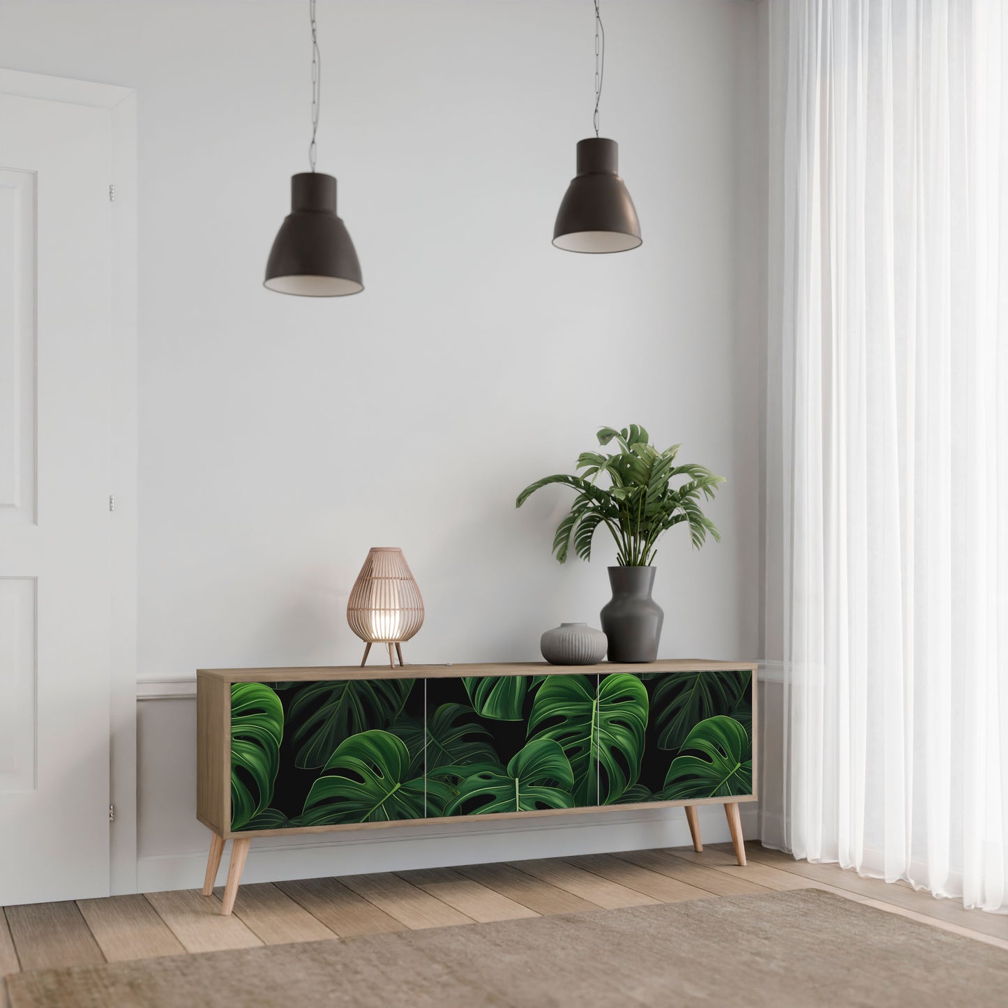 INFINITE MONSTERA Mobile TV a 3 Ante in Effetto Rovere