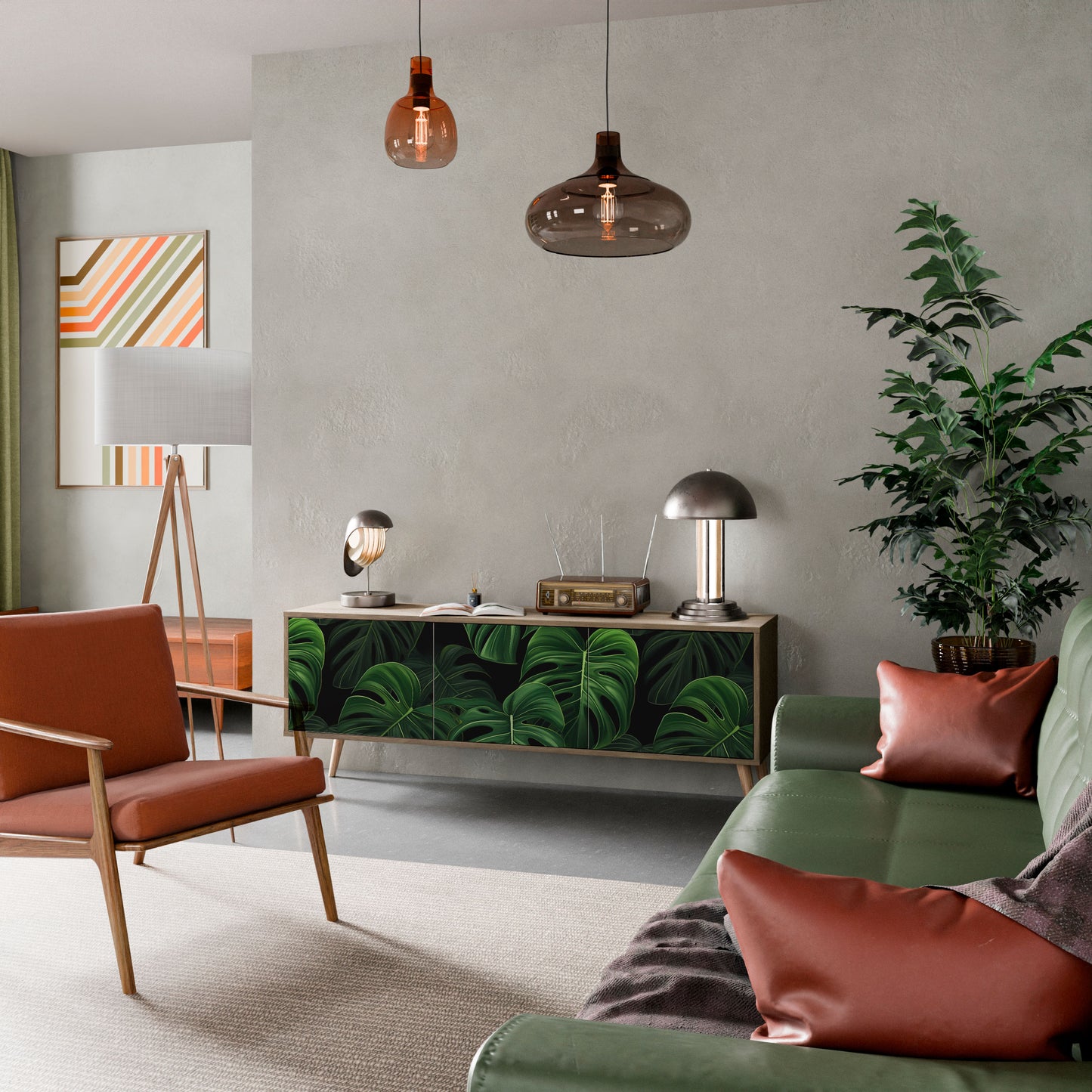 INFINITE MONSTERA Mobile TV a 3 Ante in Effetto Rovere