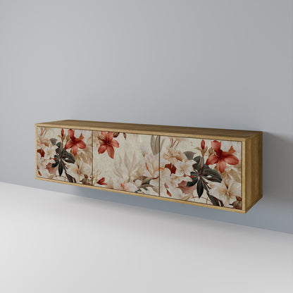 Porta TV a 3 ante PETAL HARMONY in effetto rovere
