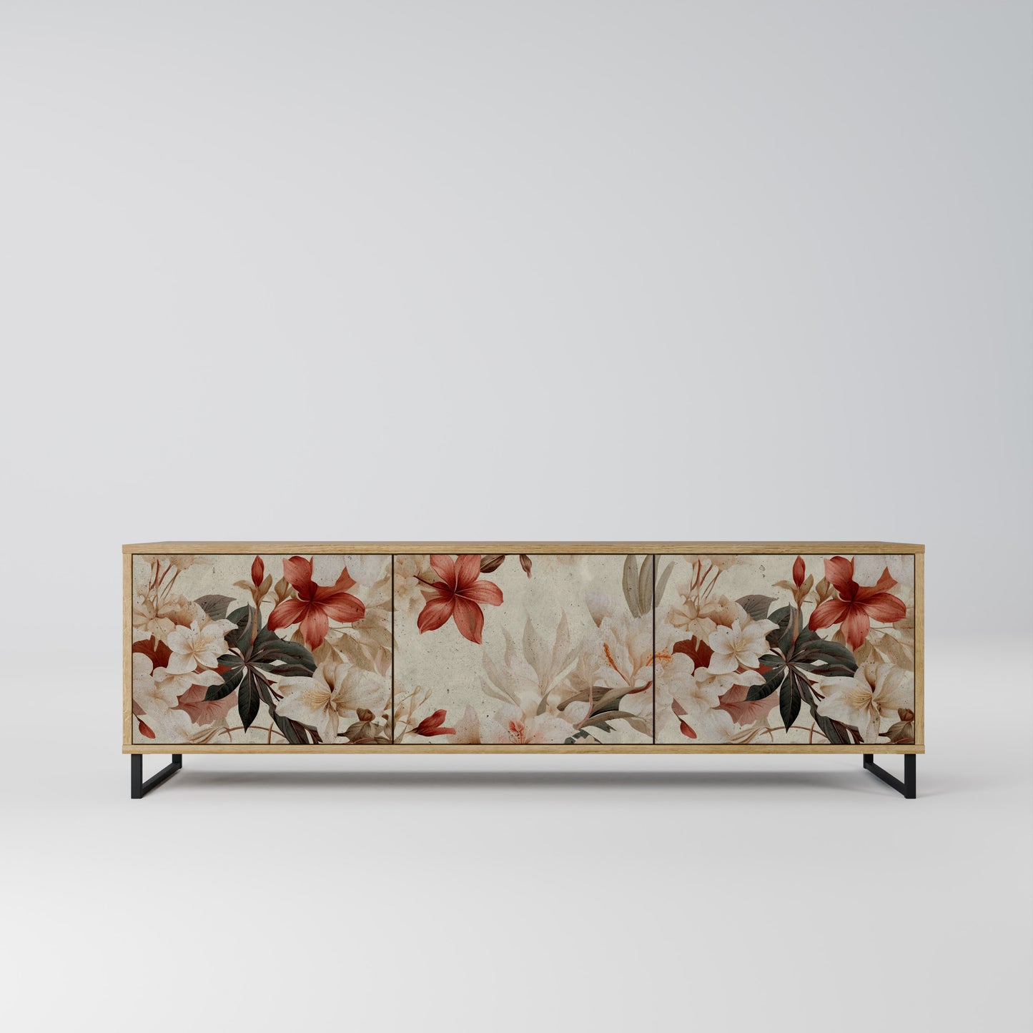 Porta TV a 3 ante PETAL HARMONY in effetto rovere