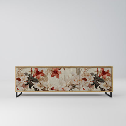 Porta TV a 3 ante PETAL HARMONY in effetto rovere