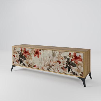 Porta TV a 3 ante PETAL HARMONY in effetto rovere