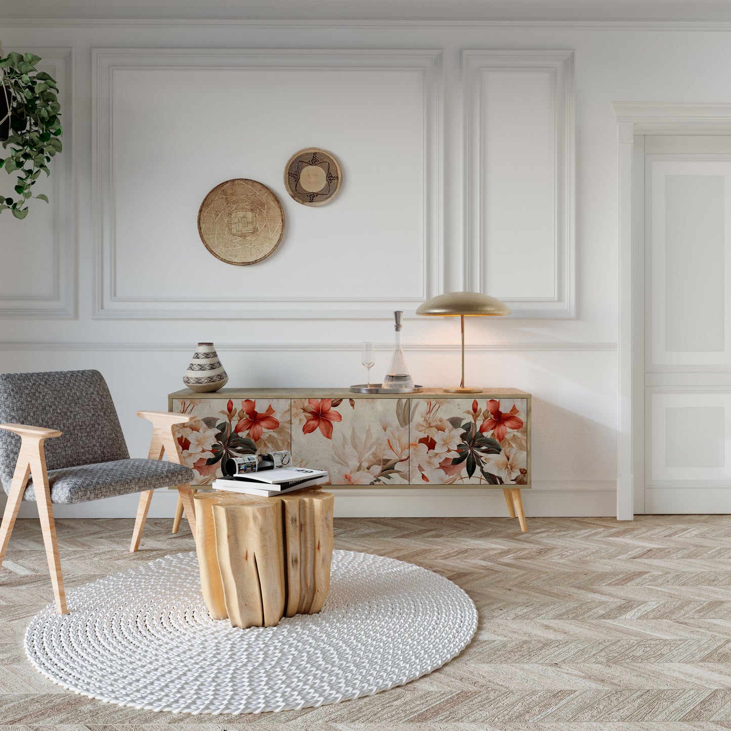 PETAL HARMONY Mobile TV a 3 Ante in Effetto Rovere