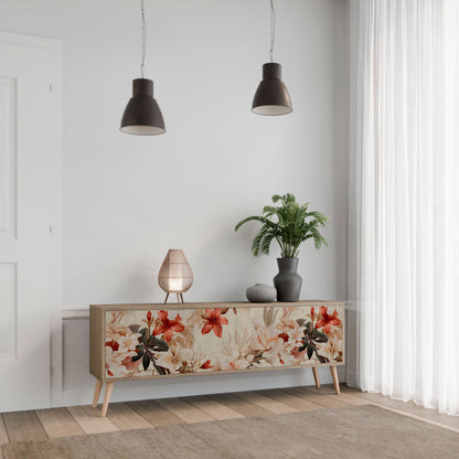 Porta TV a 3 ante PETAL HARMONY in effetto rovere