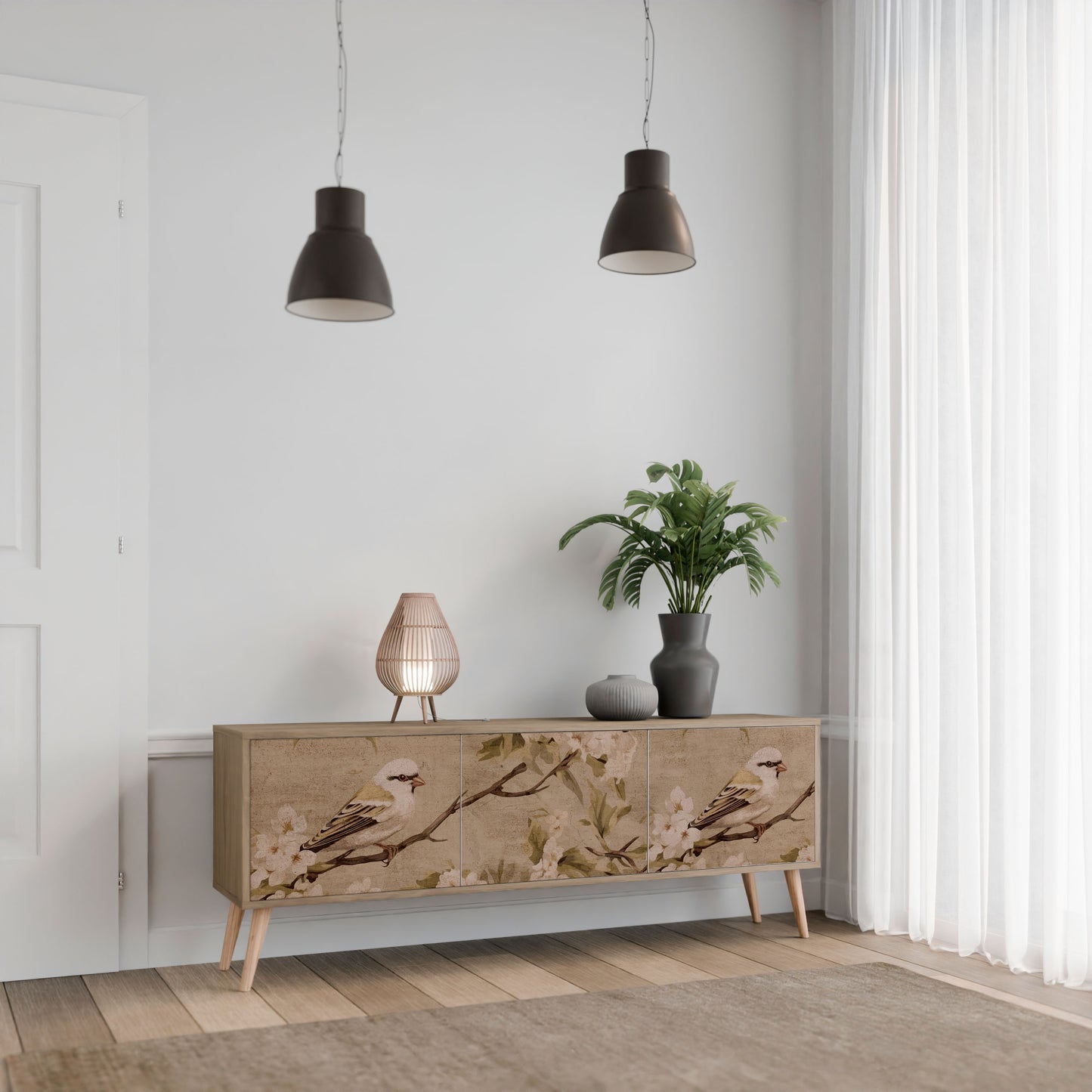 PETAL DISTINGUISH Mobile TV a 3 Ante in Effetto Rovere